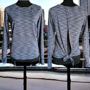 ZYIA Open Split Back Long Sleeve Activewear in Charcoal Gray Size SMALL